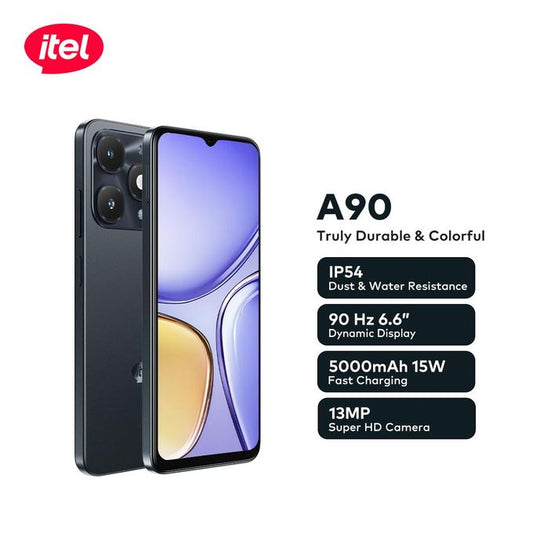 itel A90 6.6" 90hz Dynamic Display 5000mah 15W Fast Charge Android 128+4gb