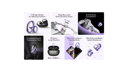 itel BudsFit 5 Earbud C-Bridge Design AI NC