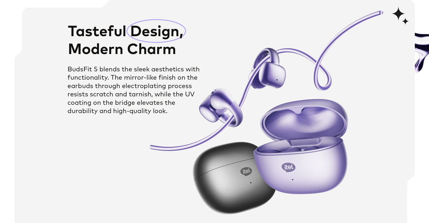 itel BudsFit 5 Earbud C-Bridge Design AI NC